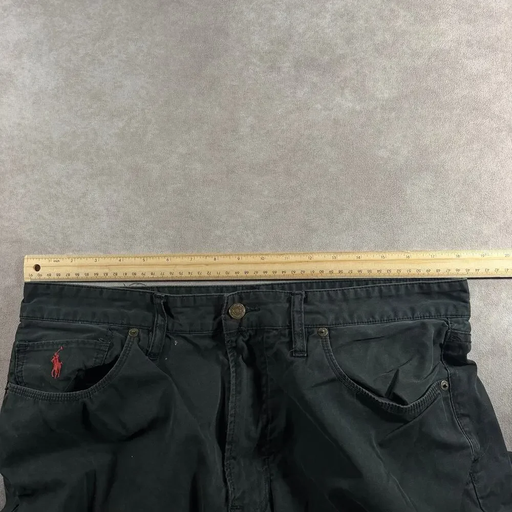 Polo Ralph Lauren Embroidered Logo Black Pants 36 28 Casual Preppy 100% Cotton